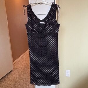 Ricki's Elegant Black Midi Dress with White Dots